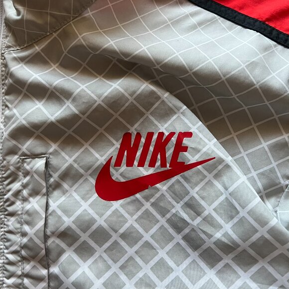Vintage Nike Sportswear NSW Grid Print Windrunner Jacket Black Red Men’s XL - Picture 2 of 6